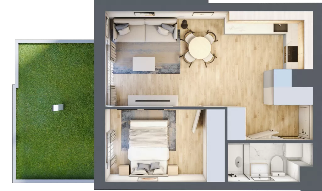 2 pokoje, mieszkanie 37,93 m², parter, oferta nr C.0.94, Wyspiański Apartamenty, Żyrardów, ul. Wyspiańskiego 8