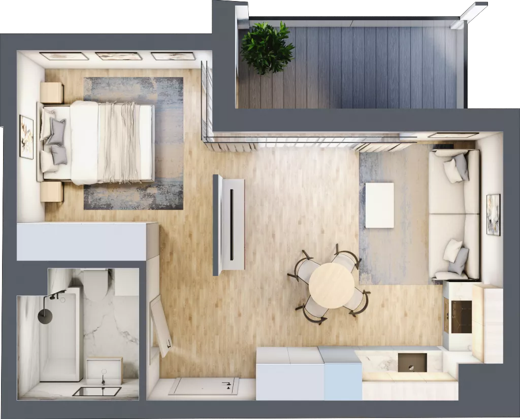 1 pokój, mieszkanie 36,24 m², piętro 1, oferta nr A.1.12, Wyspiański Apartamenty, Żyrardów, ul. Wyspiańskiego 8