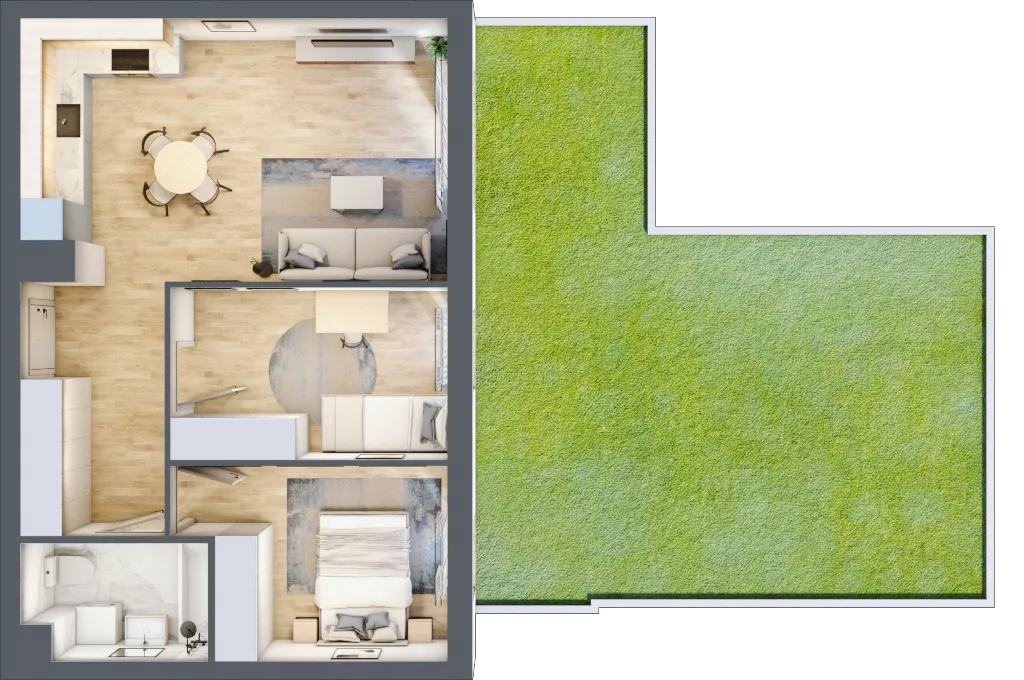 3 pokoje, mieszkanie 54,93 m², parter, oferta nr D.0.135, Wyspiański Apartamenty, Żyrardów, ul. Wyspiańskiego 8
