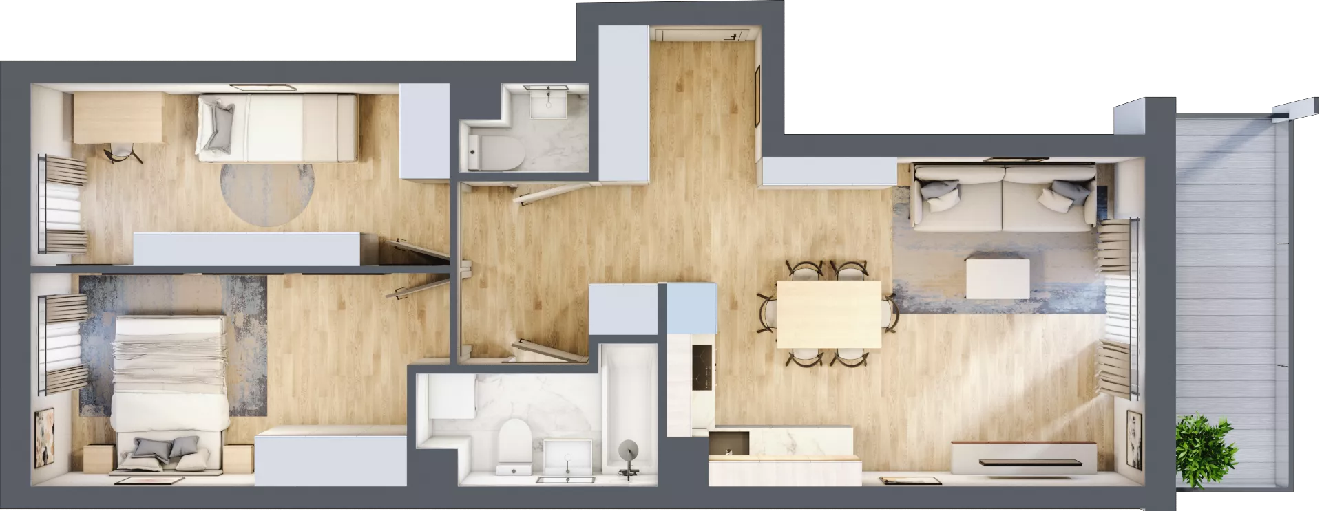 3 pokoje, mieszkanie 58,58 m², piętro 2, oferta nr A.2.21, Wyspiański Apartamenty, Żyrardów, ul. Wyspiańskiego 8