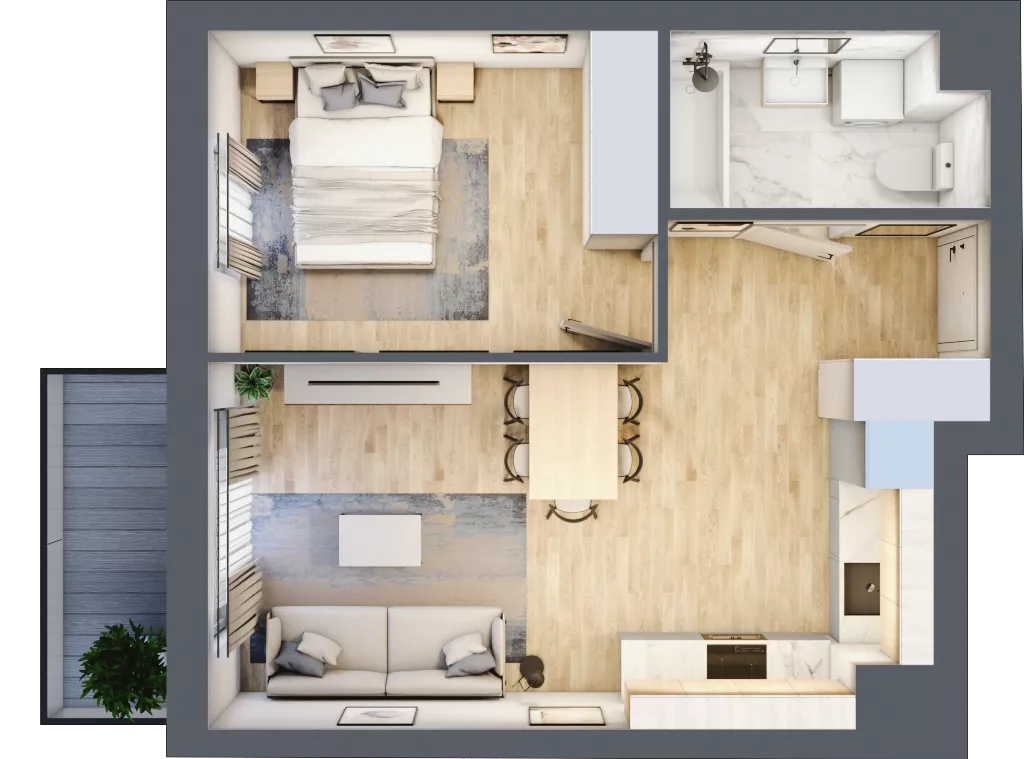 2 pokoje, mieszkanie 39,80 m², piętro 4, oferta nr A.4.39, Wyspiański Apartamenty, Żyrardów, ul. Wyspiańskiego 8