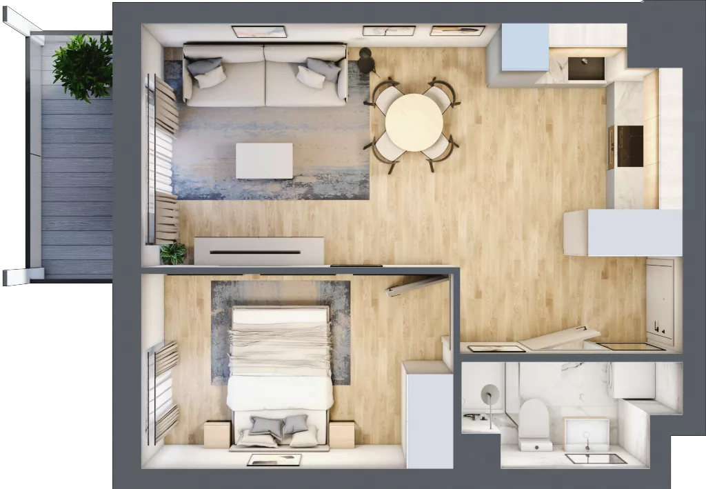2 pokoje, mieszkanie 37,52 m², piętro 1, oferta nr A.1.14, Wyspiański Apartamenty, Żyrardów, ul. Wyspiańskiego 8