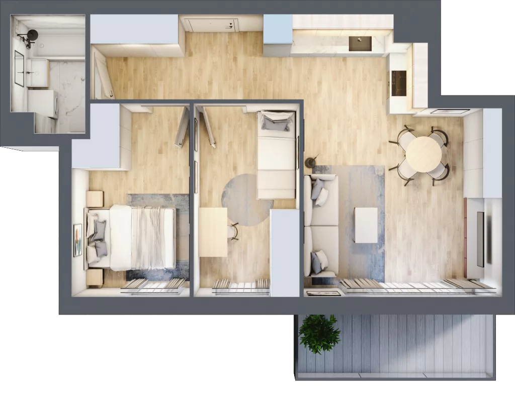 3 pokoje, mieszkanie 50,36 m², piętro 1, oferta nr A.1.11, Wyspiański Apartamenty, Żyrardów, ul. Wyspiańskiego 8