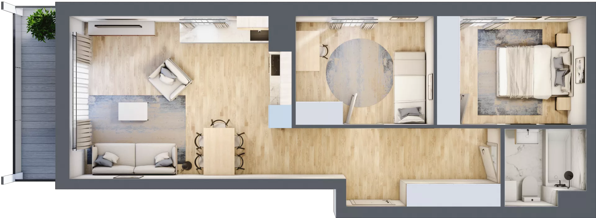 3 pokoje, mieszkanie 59,05 m², piętro 3, oferta nr A.3.32, Wyspiański Apartamenty, Żyrardów, ul. Wyspiańskiego 8