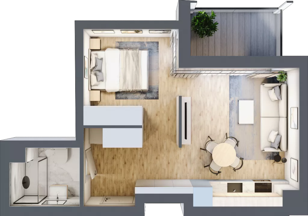 1 pokój, mieszkanie 34,77 m², piętro 1, oferta nr B.1.53, Wyspiański Apartamenty, Żyrardów, ul. Wyspiańskiego 8