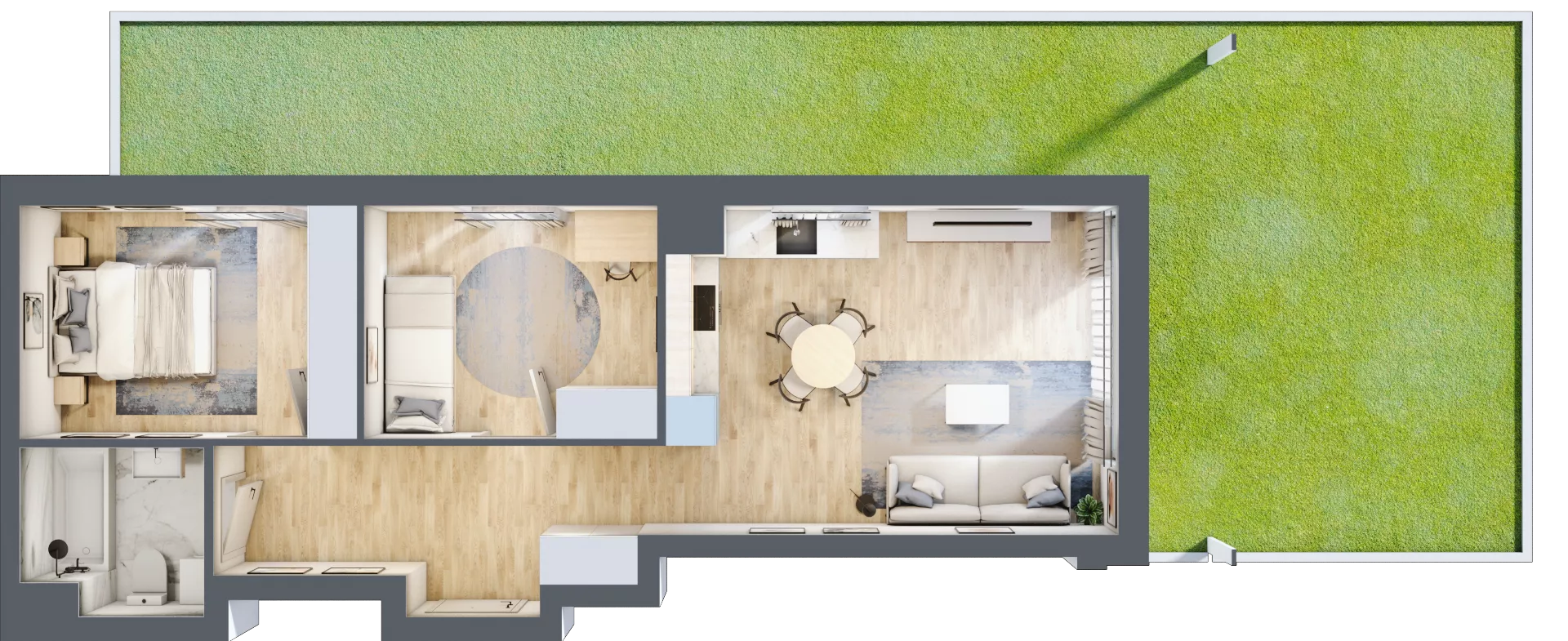 3 pokoje, mieszkanie 56,10 m², parter, oferta nr A.0.01, Wyspiański Apartamenty, Żyrardów, ul. Wyspiańskiego 8