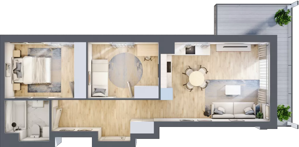 3 pokoje, mieszkanie 56,10 m², piętro 1, oferta nr A.1.09, Wyspiański Apartamenty, Żyrardów, ul. Wyspiańskiego 8