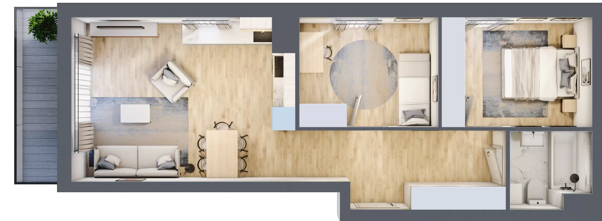 3 pokoje, mieszkanie 59,05 m², piętro 4, oferta nr A.4.40, Wyspiański Apartamenty, Żyrardów, ul. Wyspiańskiego 8
