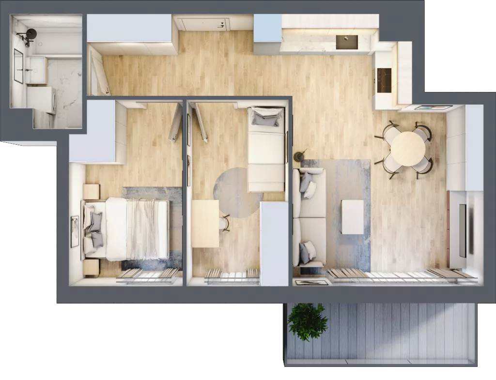 3 pokoje, mieszkanie 50,36 m², piętro 4, oferta nr A.4.35, Wyspiański Apartamenty, Żyrardów, ul. Wyspiańskiego 8
