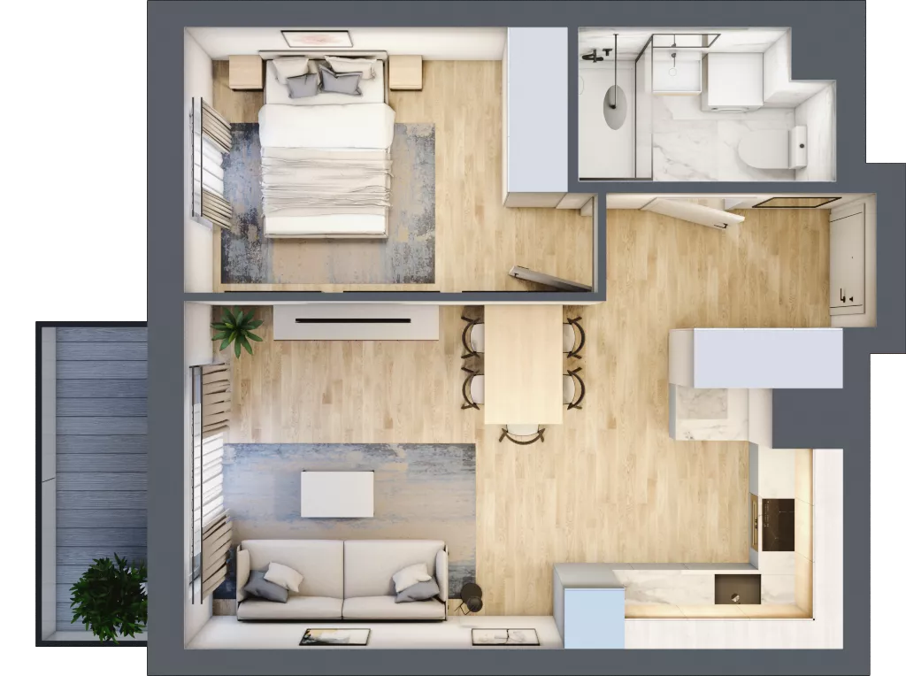 2 pokoje, mieszkanie 39,65 m², piętro 4, oferta nr C.4.128, Wyspiański Apartamenty, Żyrardów, ul. Wyspiańskiego 8