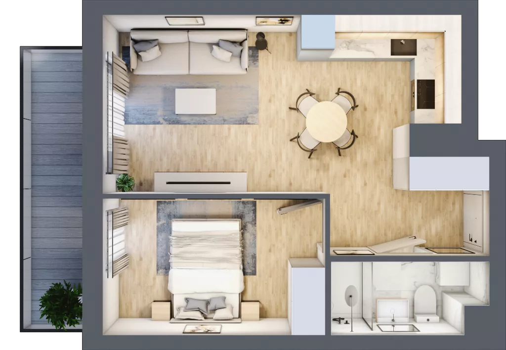 2 pokoje, mieszkanie 36,66 m², piętro 4, oferta nr C.4.130, Wyspiański Apartamenty, Żyrardów, ul. Wyspiańskiego 8