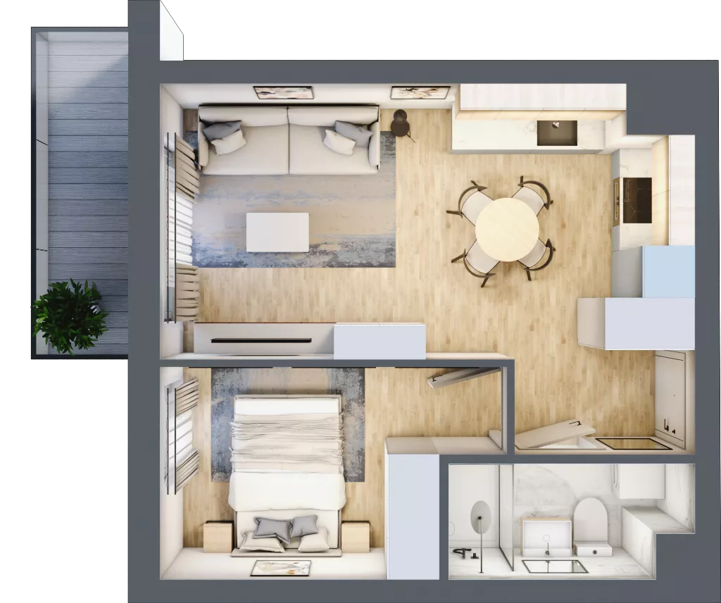 2 pokoje, mieszkanie 33,43 m², piętro 4, oferta nr D.4.160, Wyspiański Apartamenty, Żyrardów, ul. Wyspiańskiego 8