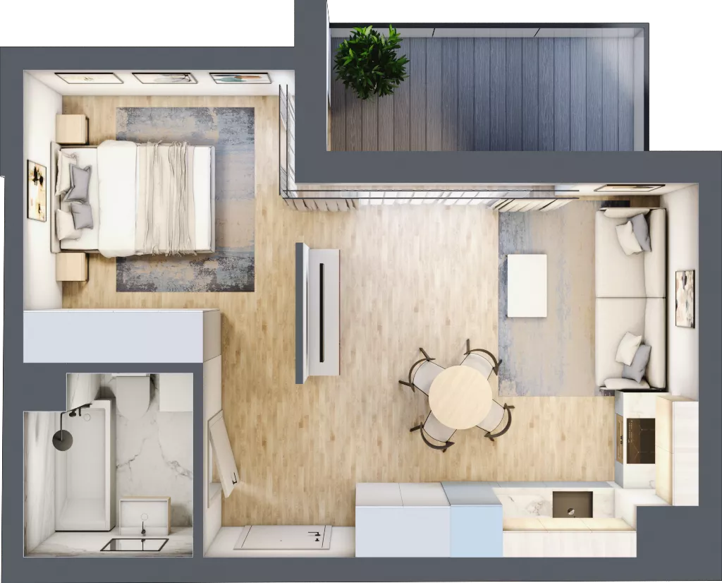 1 pokój, mieszkanie 36,24 m², piętro 4, oferta nr A.4.36, Wyspiański Apartamenty, Żyrardów, ul. Wyspiańskiego 8