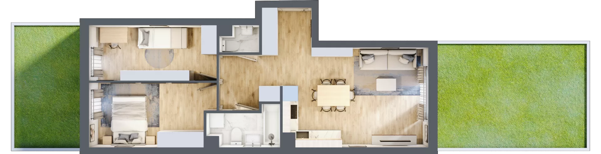 3 pokoje, mieszkanie 58,58 m², parter, oferta nr A.0.05, Wyspiański Apartamenty, Żyrardów, ul. Wyspiańskiego 8