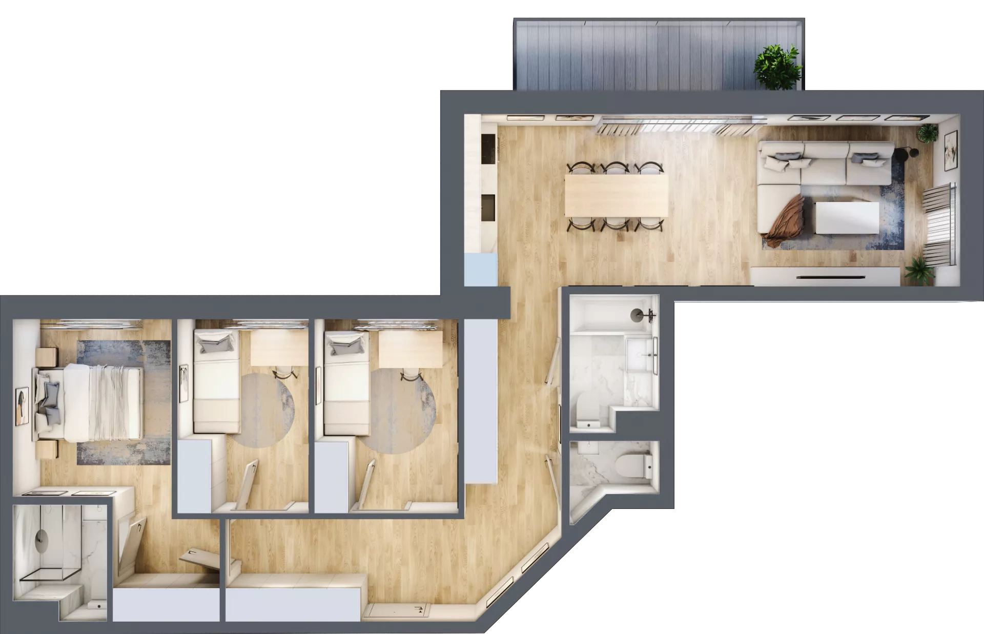 4 pokoje, mieszkanie 84,30 m², piętro 2, oferta nr 45, Apartamenty Sobieskiego, Skierniewice,  ul. Jana III Sobieskiego 5A