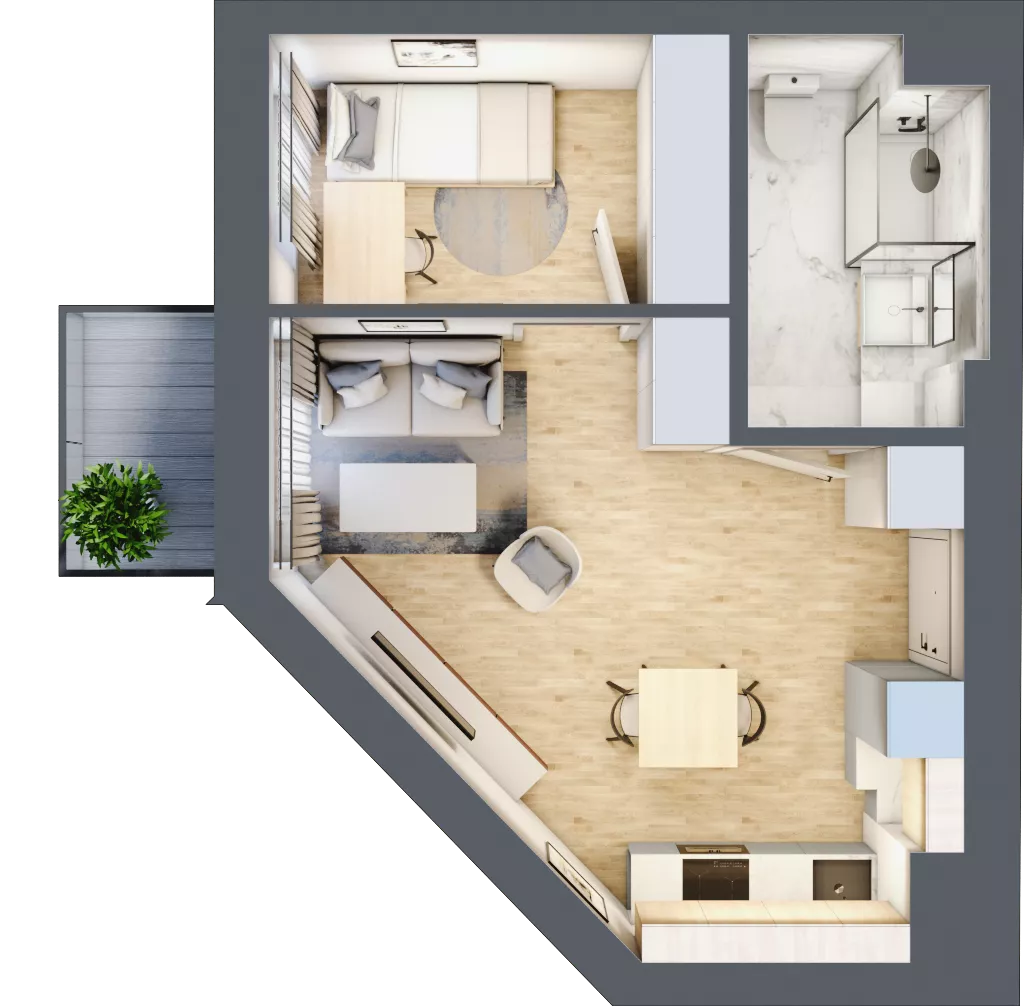 2 pokoje, mieszkanie 34,33 m², piętro 2, oferta nr 51, Apartamenty Sobieskiego, Skierniewice,  ul. Jana III Sobieskiego 5A