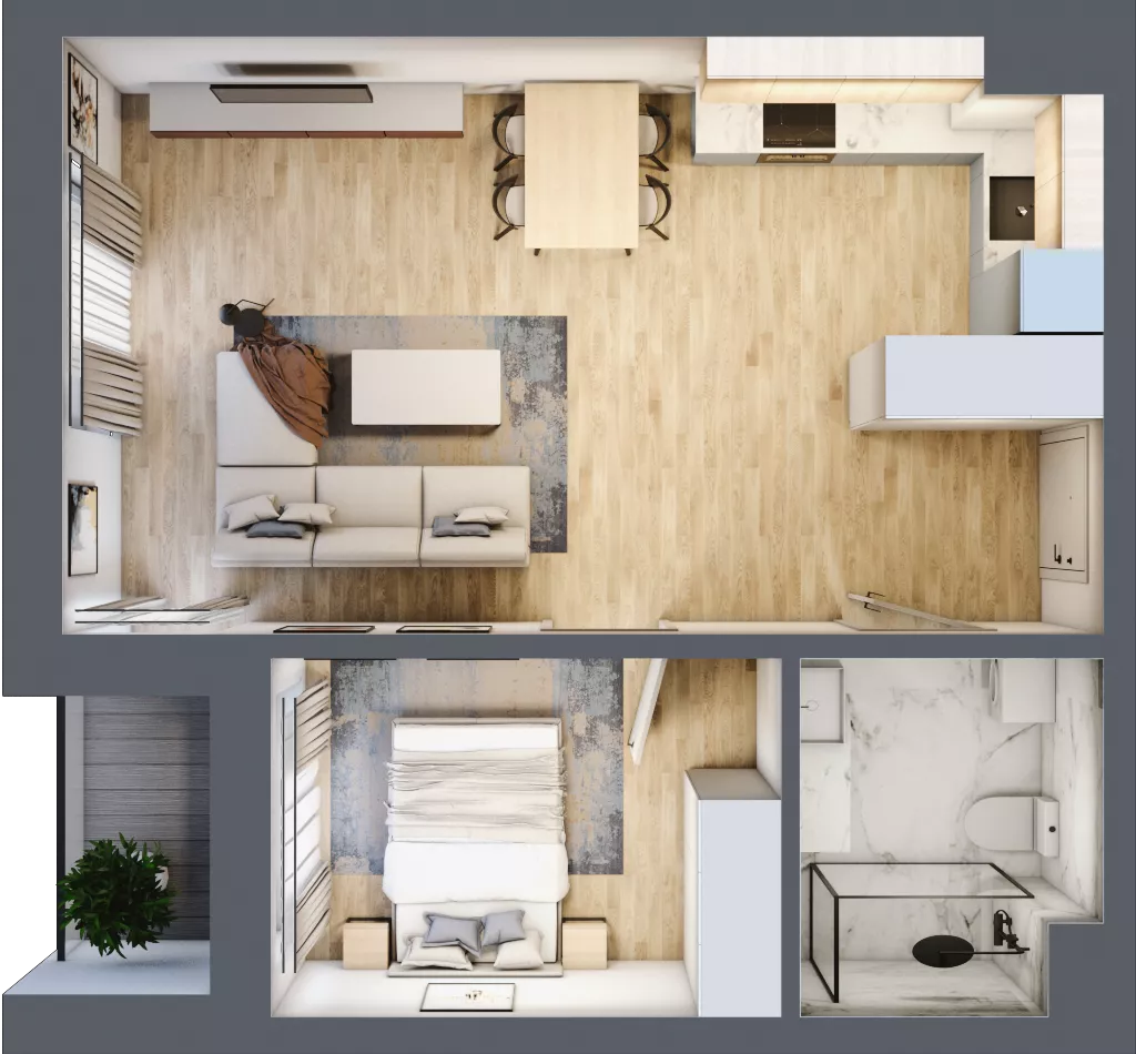 2 pokoje, mieszkanie 46,71 m², piętro 2, oferta nr 16, Apartamenty Sobieskiego, Skierniewice,  ul. Jana III Sobieskiego 5A