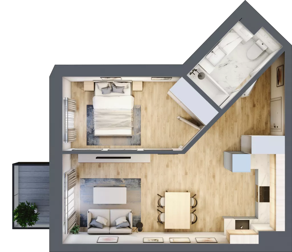 2 pokoje, mieszkanie 42,74 m², piętro 4, oferta nr 64, Apartamenty Sobieskiego, Skierniewice,  ul. Jana III Sobieskiego 5A