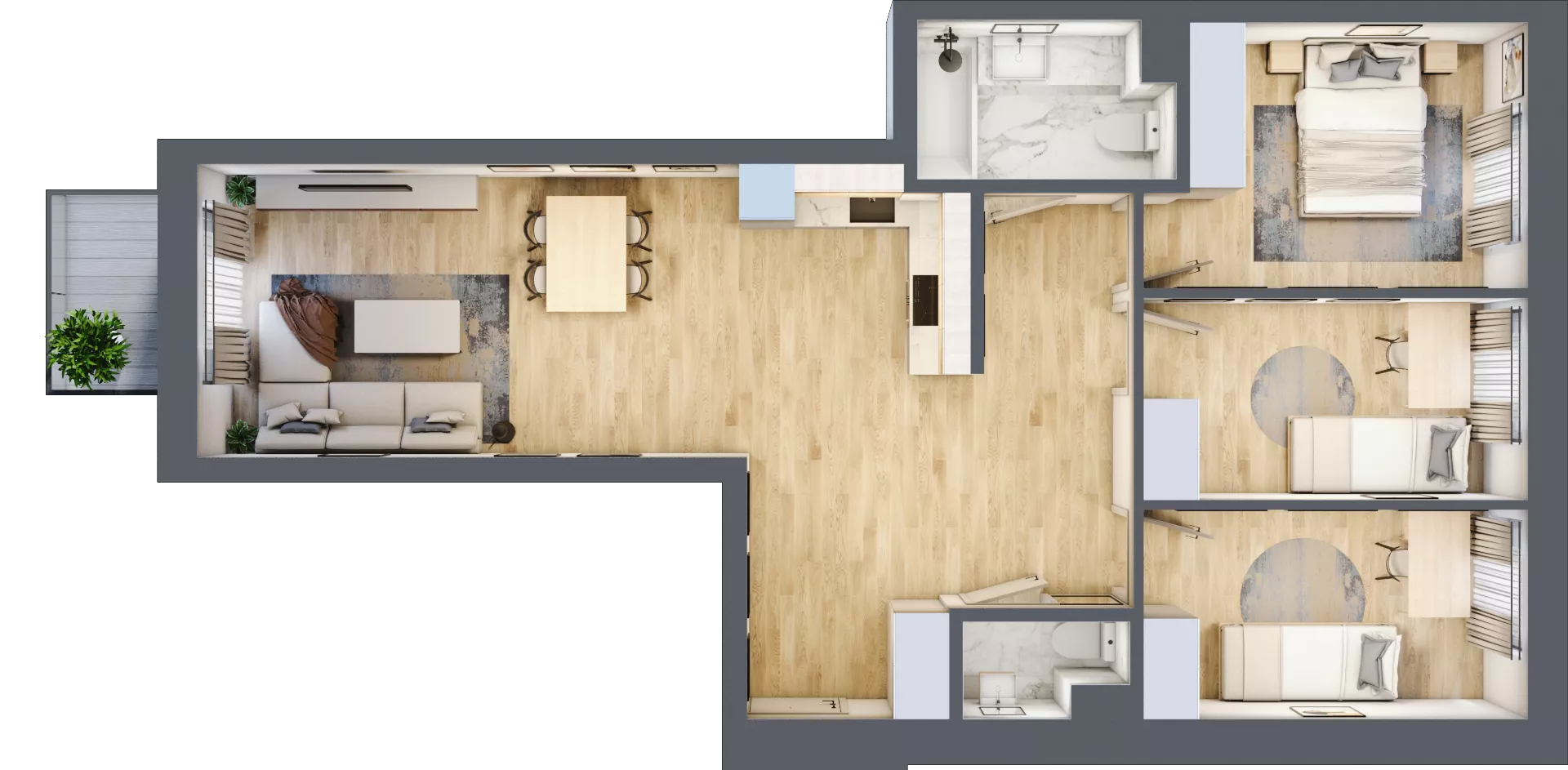 4 pokoje, mieszkanie 76,08 m², piętro 4, oferta nr 66, Apartamenty Sobieskiego, Skierniewice,  ul. Jana III Sobieskiego 5A