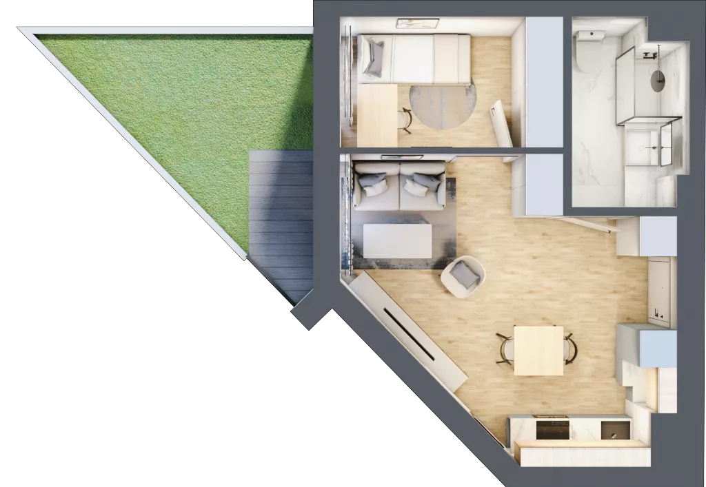2 pokoje, mieszkanie 34,33 m², piętro 1, oferta nr 43, Apartamenty Sobieskiego, Skierniewice,  ul. Jana III Sobieskiego 5A
