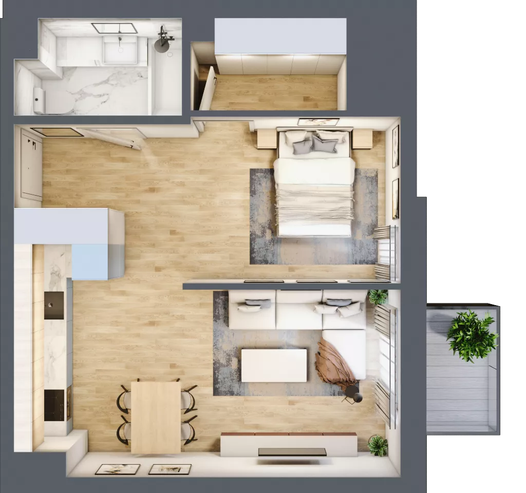 1 pokój, mieszkanie 45,61 m², piętro 4, oferta nr 28, Apartamenty Sobieskiego, Skierniewice,  ul. Jana III Sobieskiego 5A