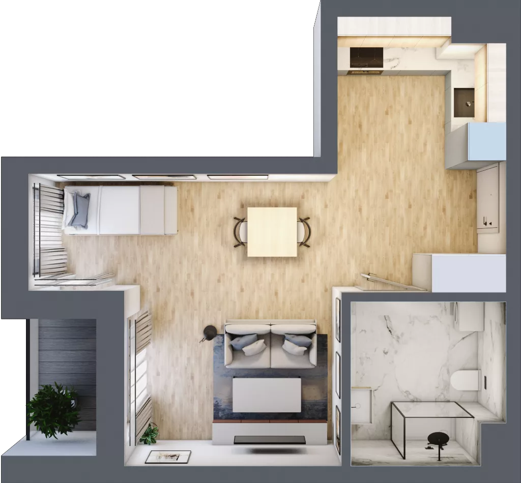 1 pokój, mieszkanie 35,57 m², piętro 2, oferta nr 7, Apartamenty Sobieskiego, Skierniewice,  ul. Jana III Sobieskiego 5A