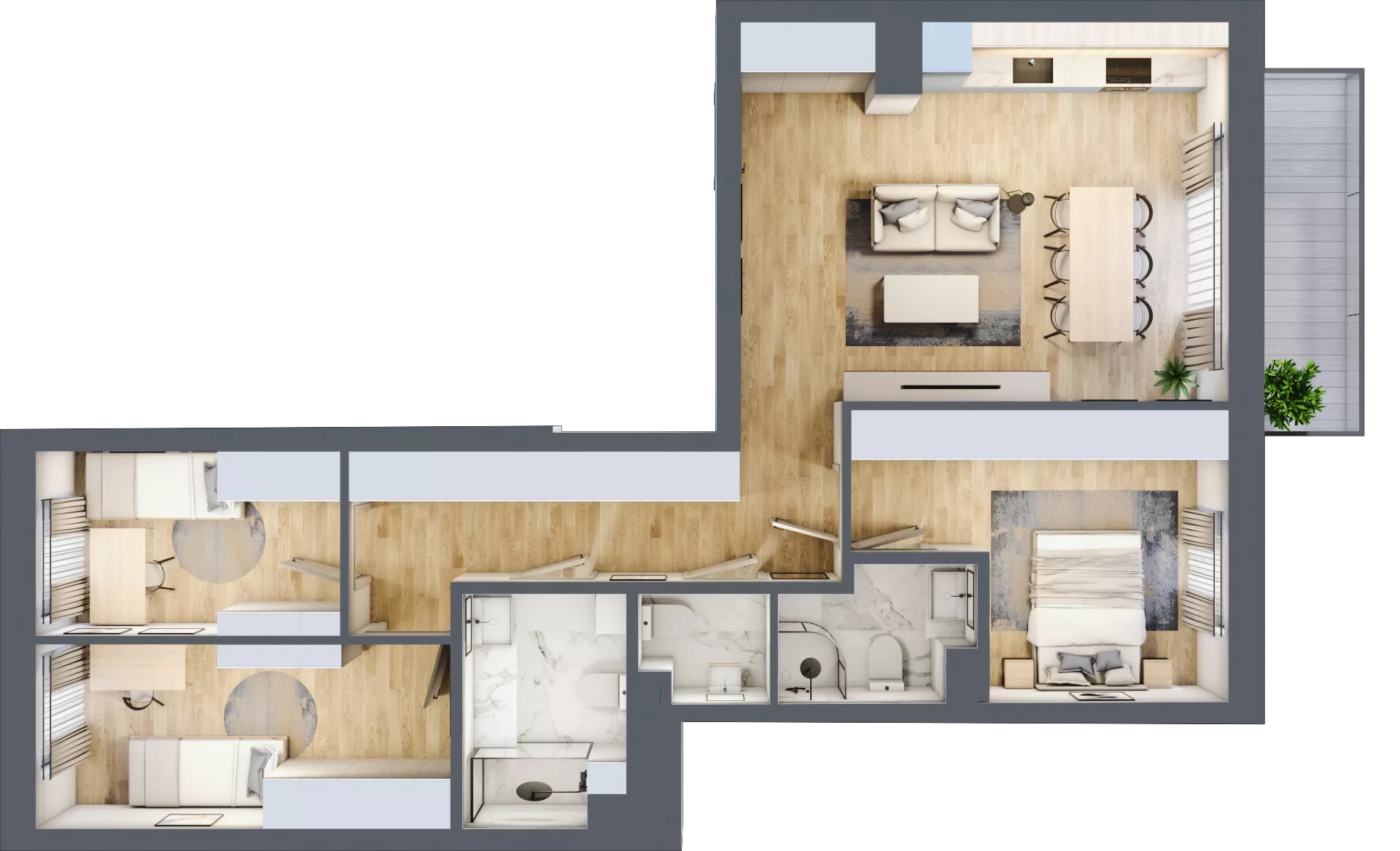 4 pokoje, mieszkanie 80,24 m², piętro 2, oferta nr 18, Apartamenty Sobieskiego, Skierniewice,  ul. Jana III Sobieskiego 5A