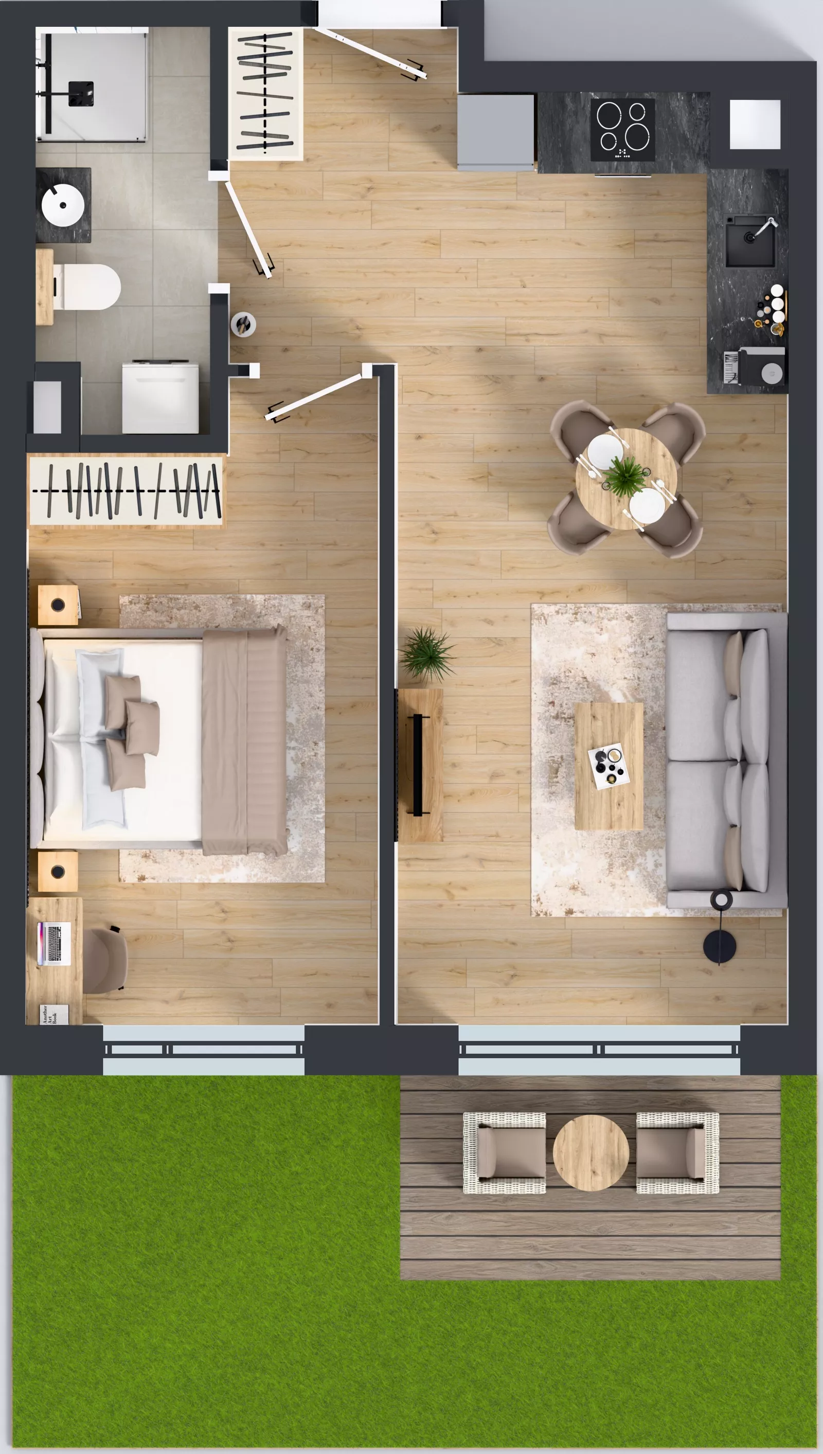 2 pokoje, mieszkanie 43,11 m², parter, oferta nr B/4, Przystań Brzeźno - etap II, Gdańsk, Brzeźno, ul. Uczniowska