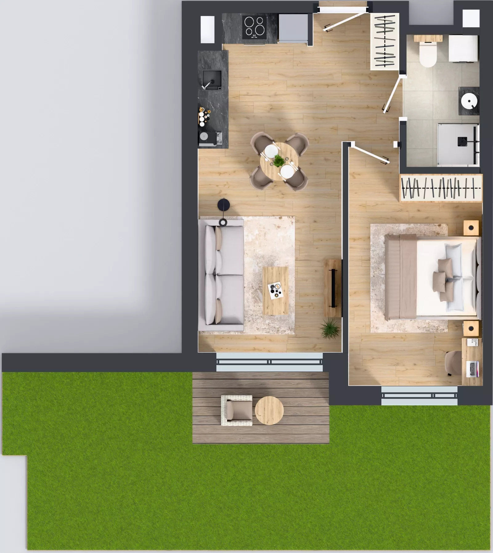 2 pokoje, mieszkanie 41,52 m², parter, oferta nr B/7, Przystań Brzeźno - etap II, Gdańsk, Brzeźno, ul. Uczniowska