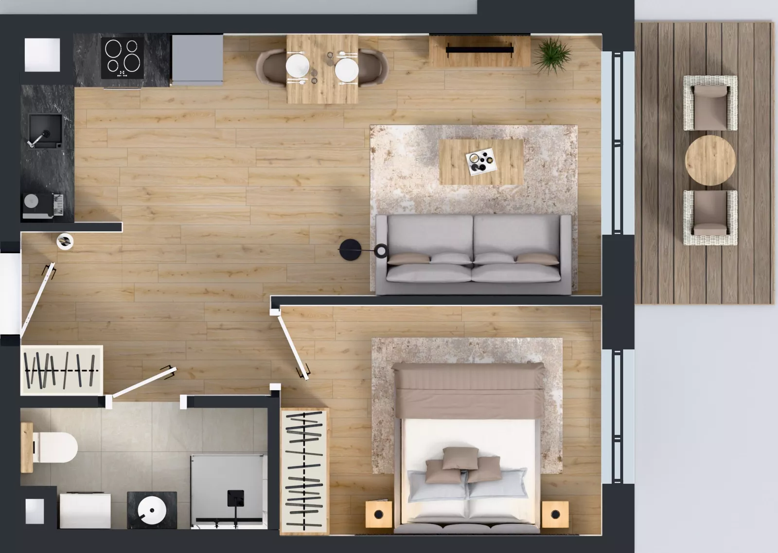 2 pokoje, mieszkanie 39,16 m², piętro 1, oferta nr B/9, Przystań Brzeźno - etap II, Gdańsk, Brzeźno, ul. Uczniowska