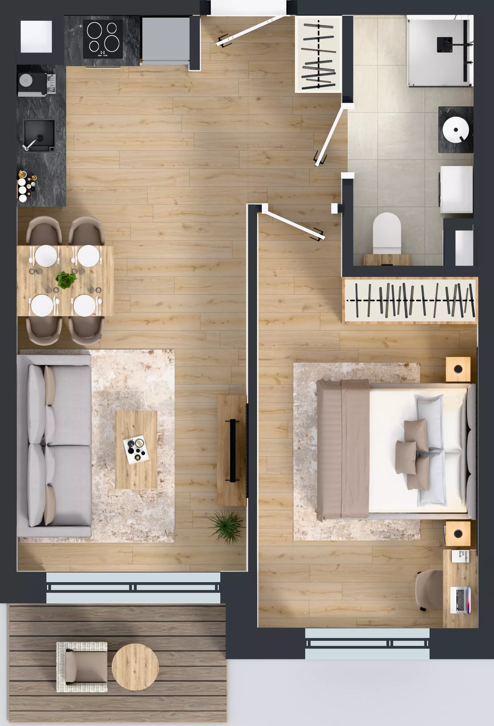 2 pokoje, mieszkanie 41,31 m², piętro 1, oferta nr B/12, Przystań Brzeźno - etap II, Gdańsk, Brzeźno, ul. Uczniowska