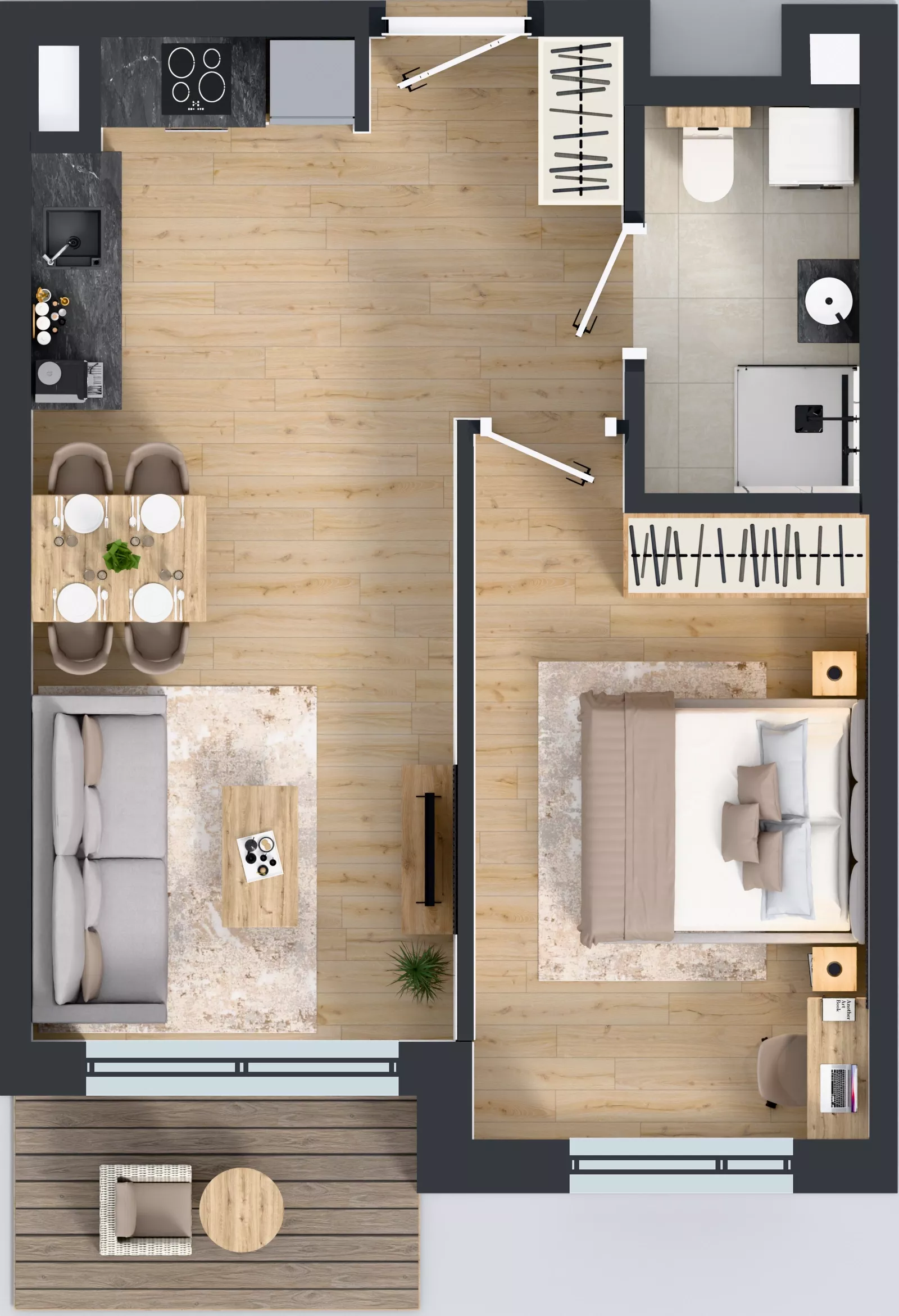 2 pokoje, mieszkanie 41,53 m², piętro 1, oferta nr B/14, Przystań Brzeźno - etap II, Gdańsk, Brzeźno, ul. Uczniowska