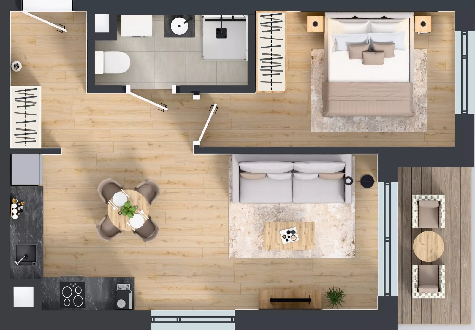 2 pokoje, mieszkanie 43,31 m², piętro 2, oferta nr B/18, Przystań Brzeźno - etap II, Gdańsk, Brzeźno, ul. Uczniowska