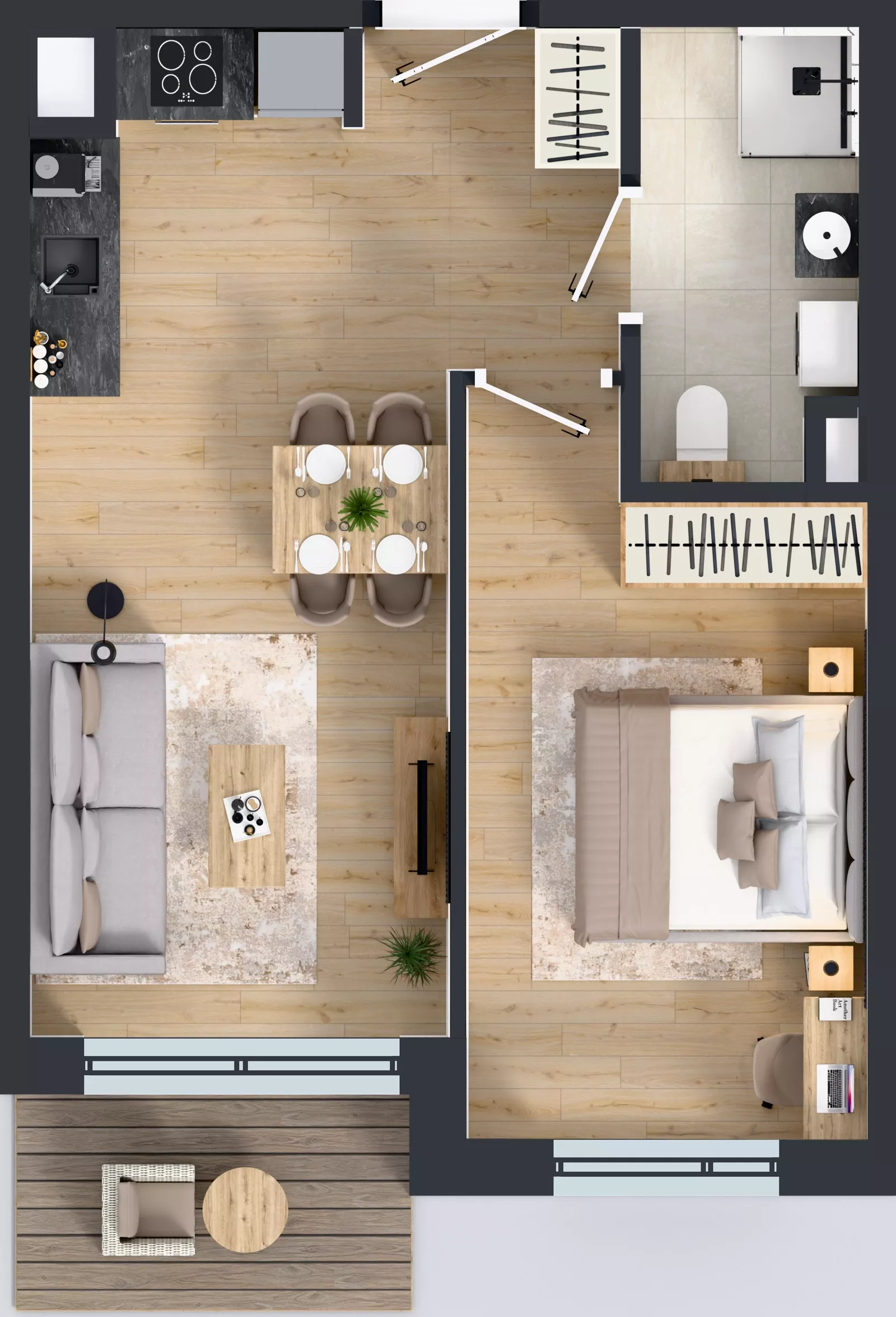 2 pokoje, mieszkanie 41,37 m², piętro 2, oferta nr B/20, Przystań Brzeźno - etap II, Gdańsk, Brzeźno, ul. Uczniowska