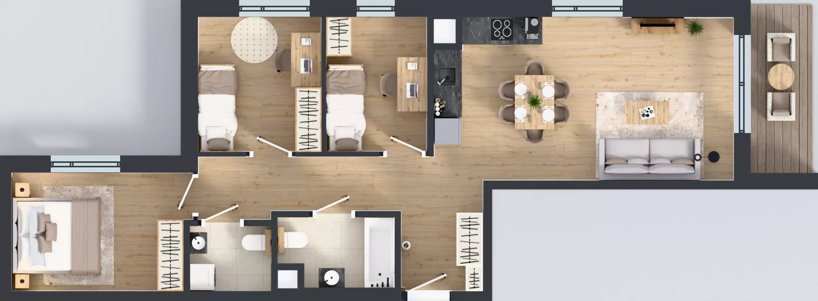4 pokoje, mieszkanie 68,23 m², piętro 3, oferta nr B/24, Przystań Brzeźno - etap II, Gdańsk, Brzeźno, ul. Uczniowska