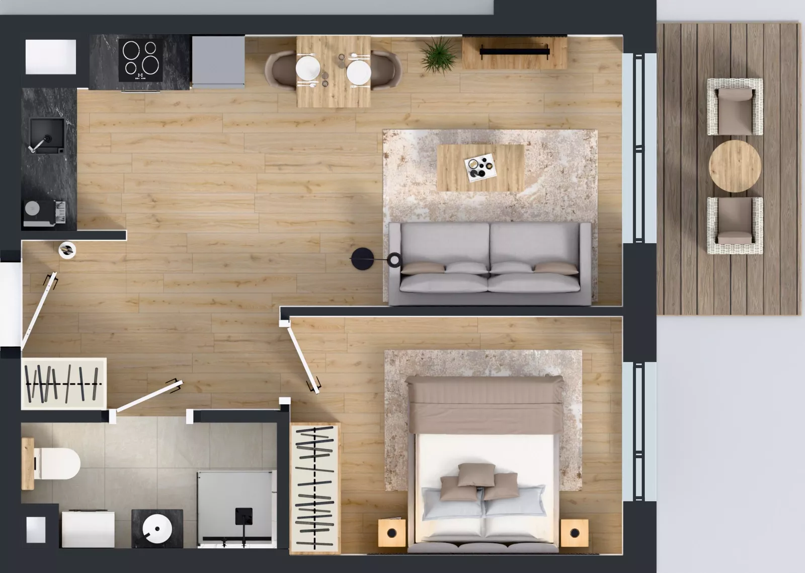 2 pokoje, mieszkanie 39,23 m², piętro 3, oferta nr B/25, Przystań Brzeźno - etap II, Gdańsk, Brzeźno, ul. Uczniowska