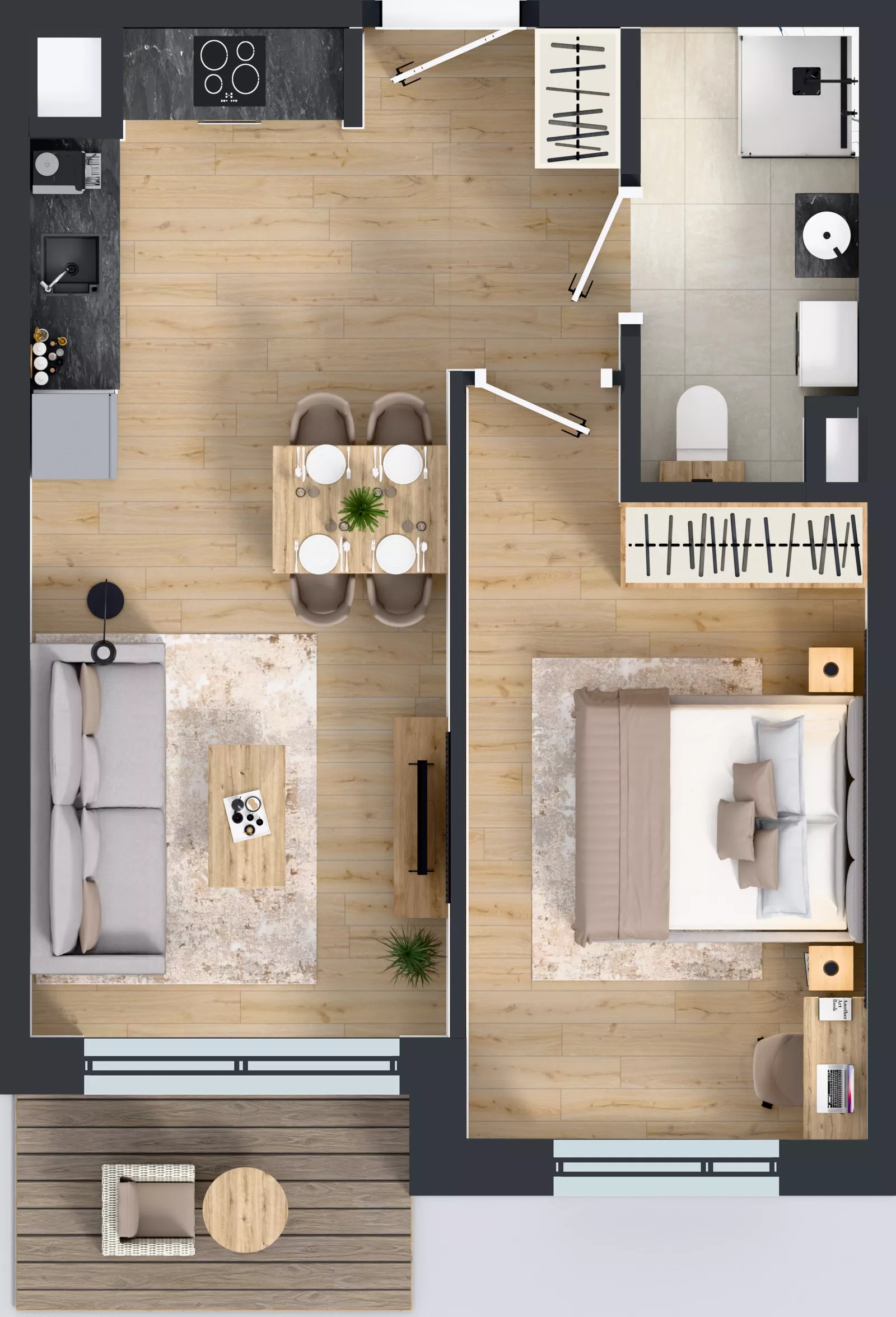2 pokoje, mieszkanie 41,33 m², piętro 3, oferta nr B/28, Przystań Brzeźno - etap II, Gdańsk, Brzeźno, ul. Uczniowska