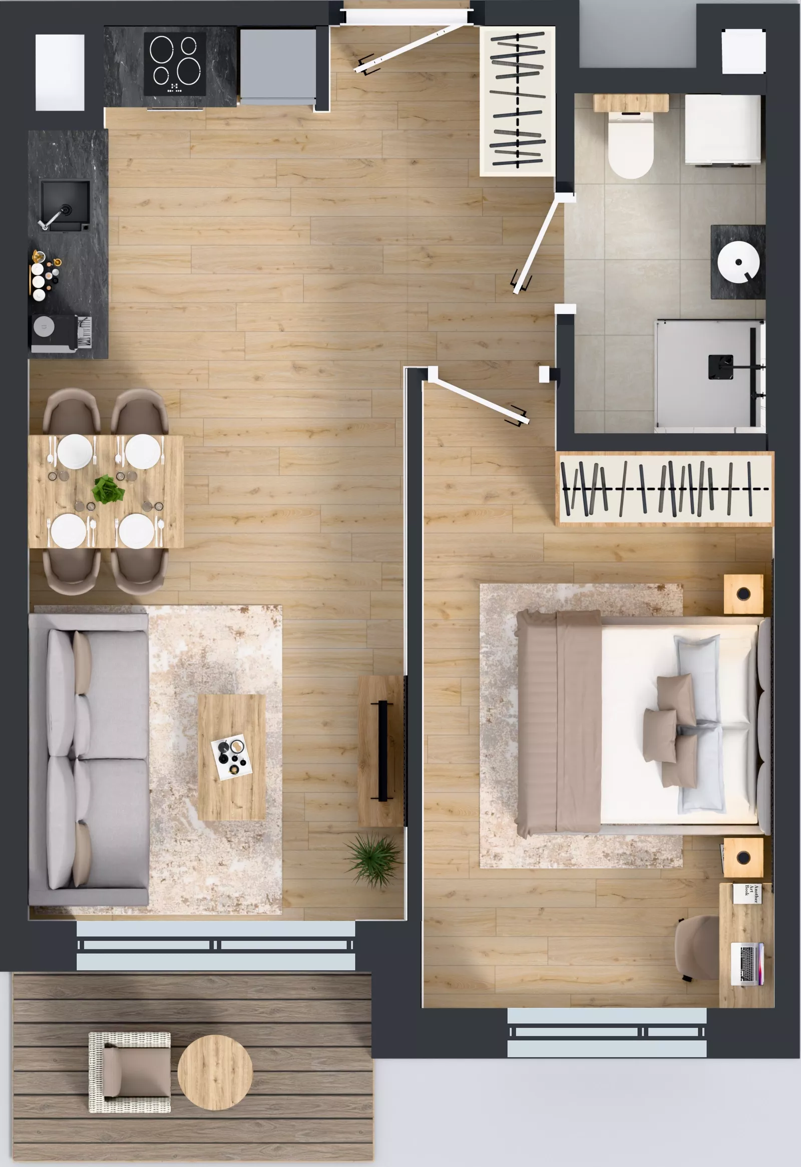 2 pokoje, mieszkanie 41,45 m², piętro 3, oferta nr B/30, Przystań Brzeźno - etap II, Gdańsk, Brzeźno, ul. Uczniowska