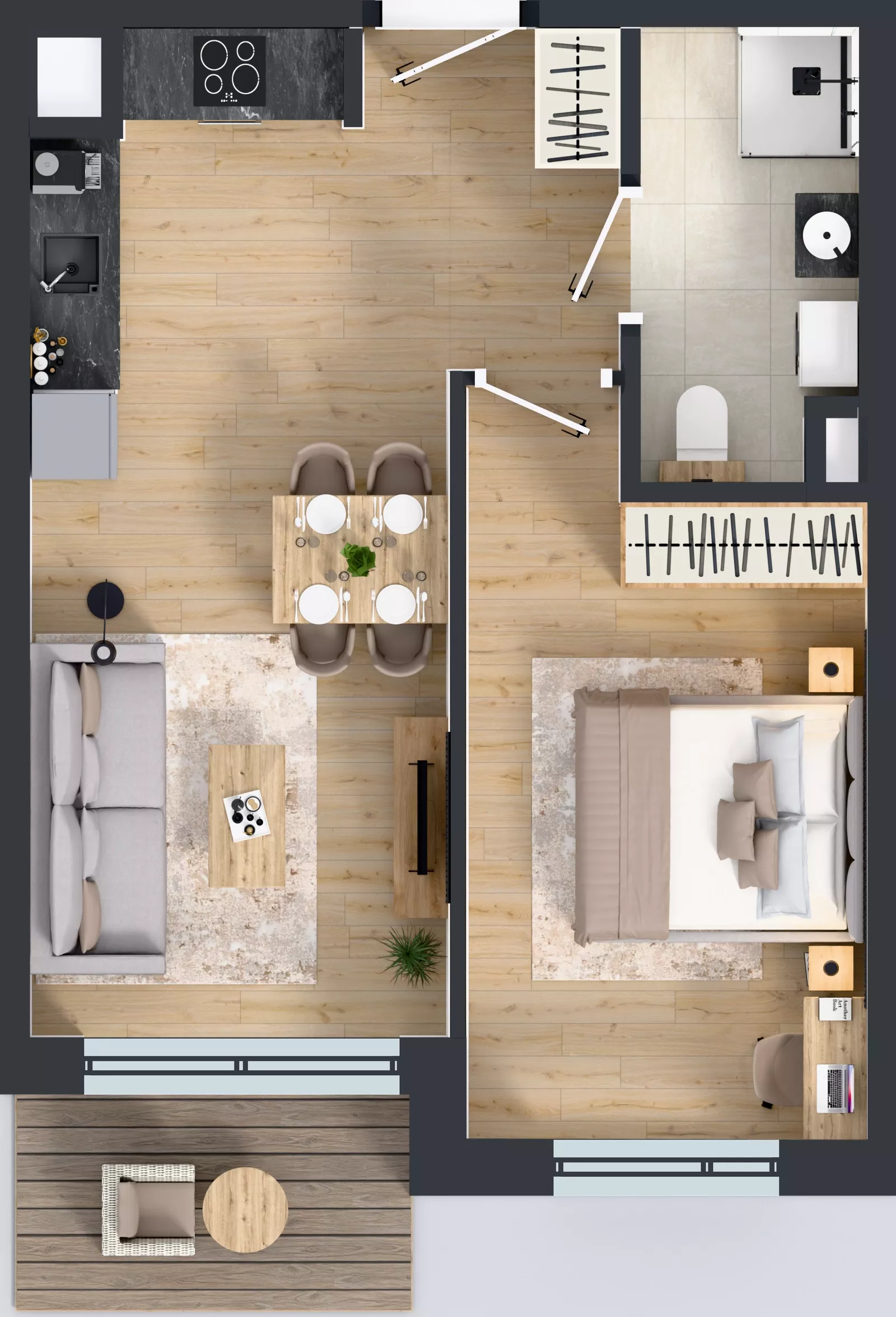 2 pokoje, mieszkanie 41,33 m², piętro 4, oferta nr B/36, Przystań Brzeźno - etap II, Gdańsk, Brzeźno, ul. Uczniowska