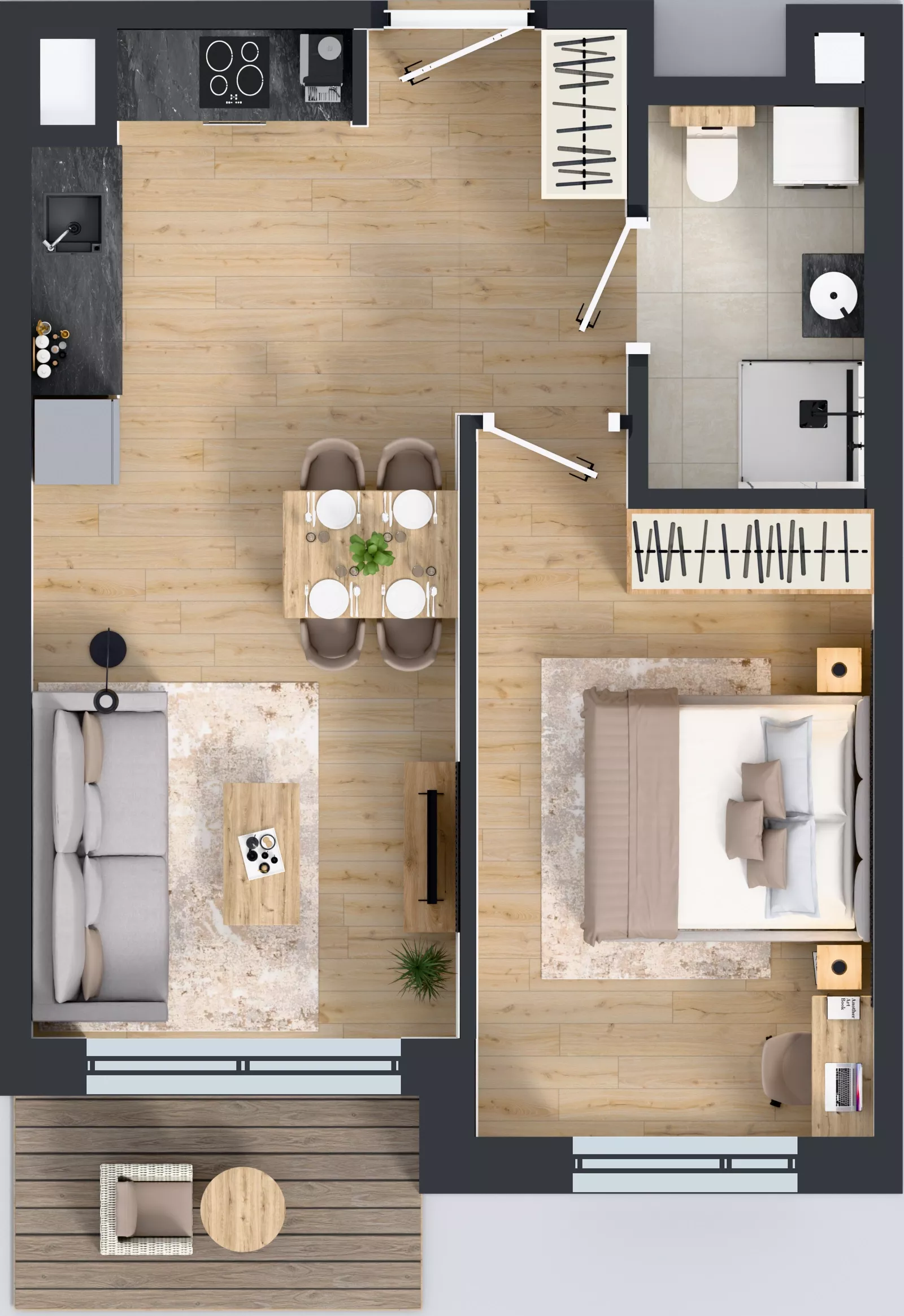 2 pokoje, mieszkanie 41,41 m², piętro 4, oferta nr B/38, Przystań Brzeźno - etap II, Gdańsk, Brzeźno, ul. Uczniowska