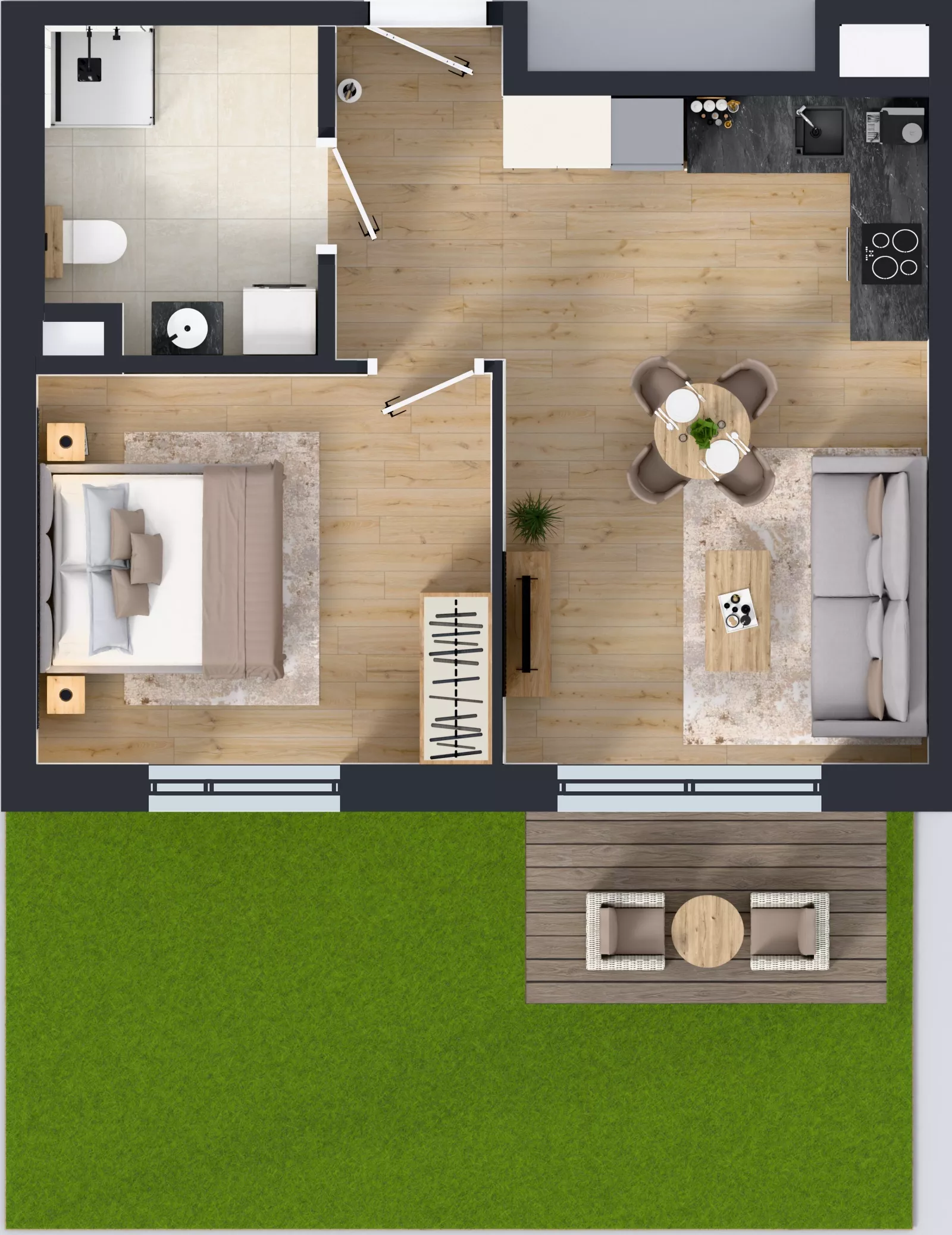 2 pokoje, mieszkanie 41,30 m², parter, oferta nr C/2, Przystań Brzeźno - etap II, Gdańsk, Brzeźno, ul. Uczniowska