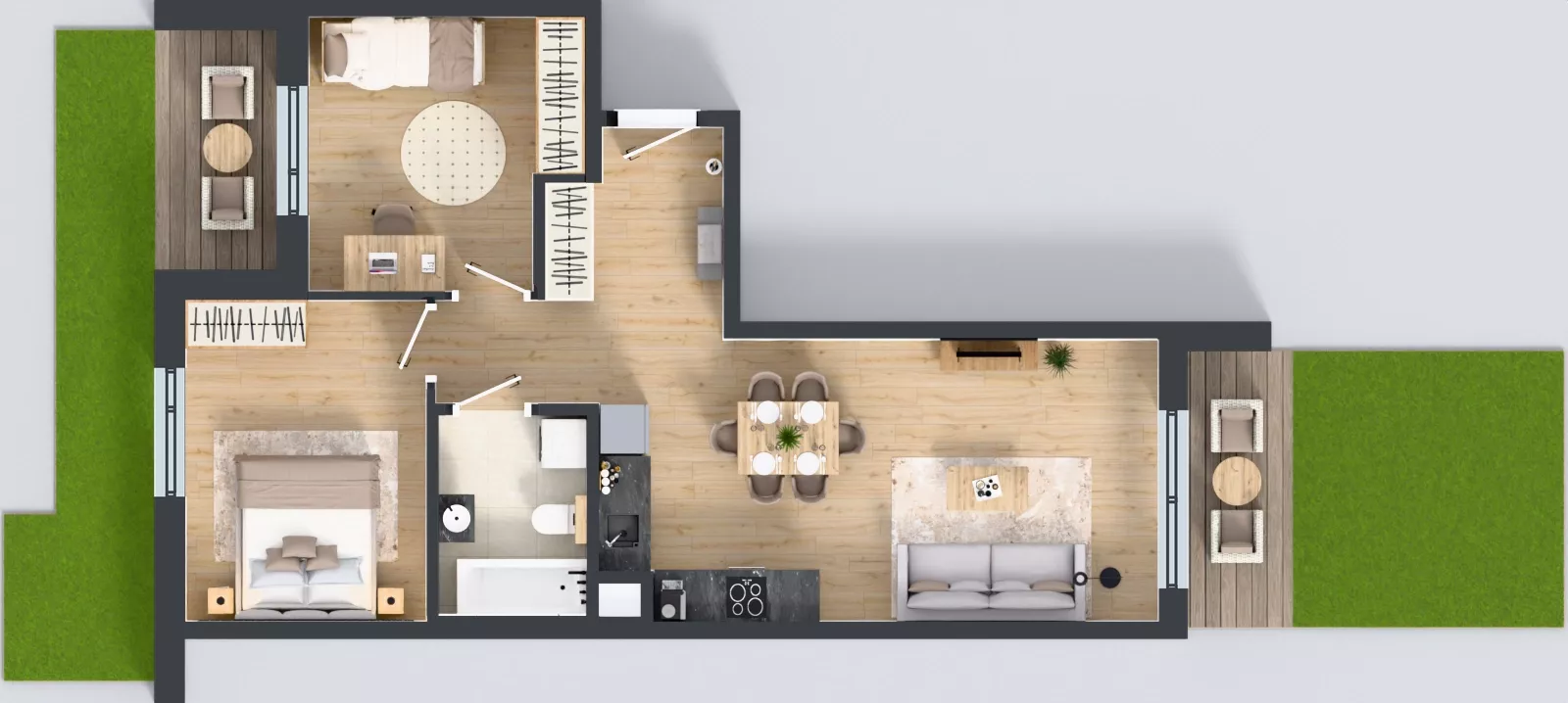 3 pokoje, mieszkanie 57,82 m², parter, oferta nr C/3, Przystań Brzeźno - etap II, Gdańsk, Brzeźno, ul. Uczniowska