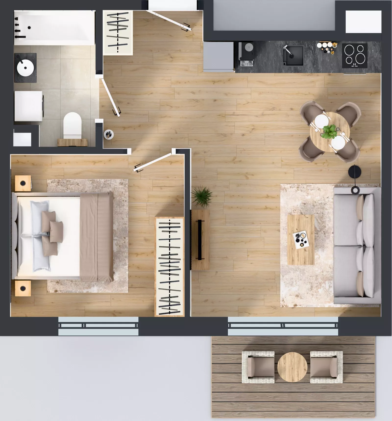 2 pokoje, mieszkanie 41,41 m², piętro 1, oferta nr C/6, Przystań Brzeźno - etap II, Gdańsk, Brzeźno, ul. Uczniowska