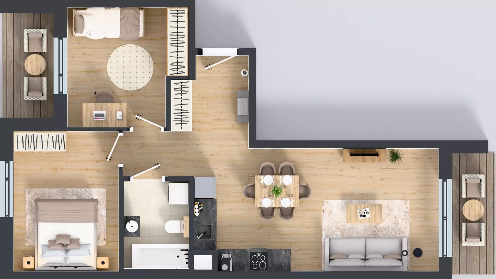 3 pokoje, mieszkanie 57,82 m², piętro 1, oferta nr C/7, Przystań Brzeźno - etap II, Gdańsk, Brzeźno, ul. Uczniowska