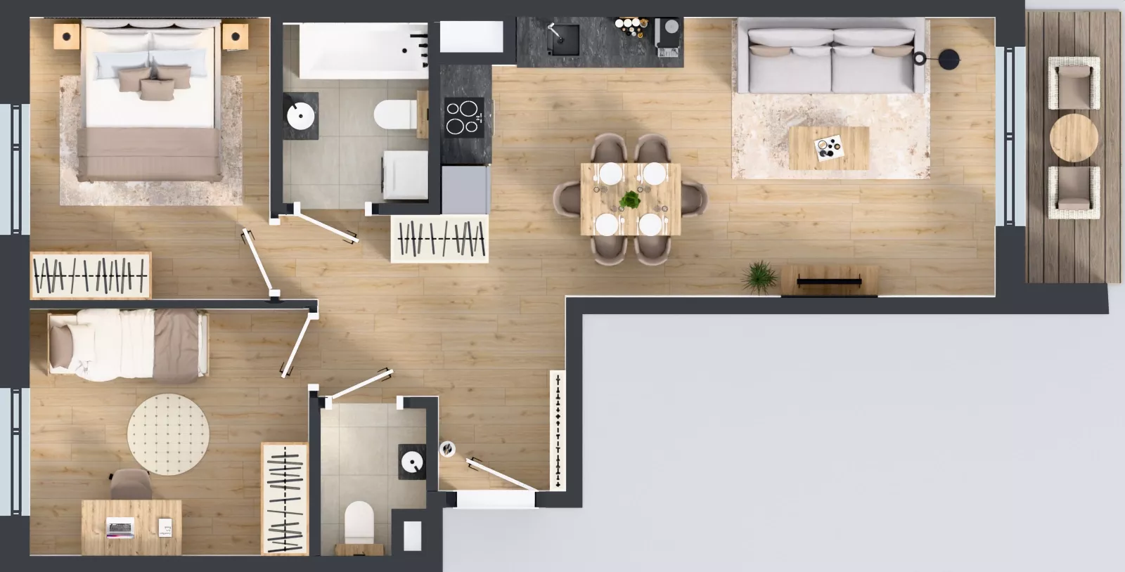 3 pokoje, mieszkanie 58,16 m², piętro 1, oferta nr C/29, Przystań Brzeźno - etap II, Gdańsk, Brzeźno, ul. Uczniowska