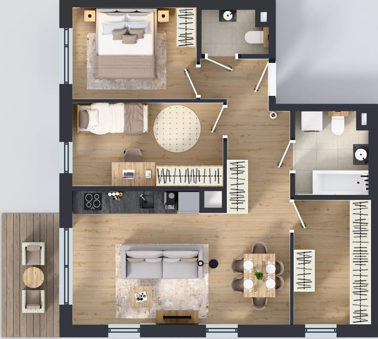 3 pokoje, mieszkanie 64,64 m², piętro 1, oferta nr C/32, Przystań Brzeźno - etap II, Gdańsk, Brzeźno, ul. Uczniowska