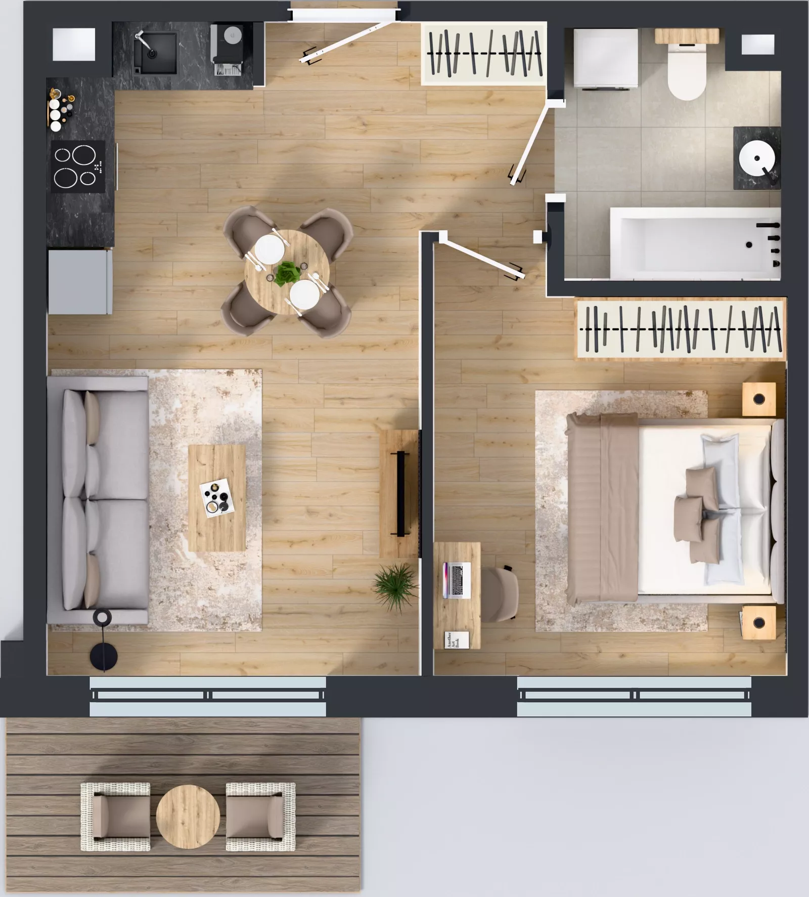 2 pokoje, mieszkanie 40,59 m², piętro 2, oferta nr C/9, Przystań Brzeźno - etap II, Gdańsk, Brzeźno, ul. Uczniowska
