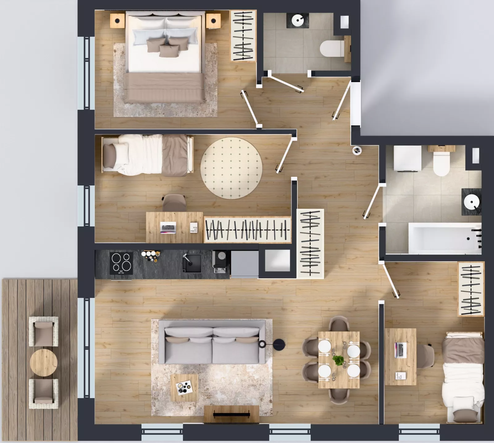 4 pokoje, mieszkanie 64,68 m², piętro 3, oferta nr C/42, Przystań Brzeźno - etap II, Gdańsk, Brzeźno, ul. Uczniowska