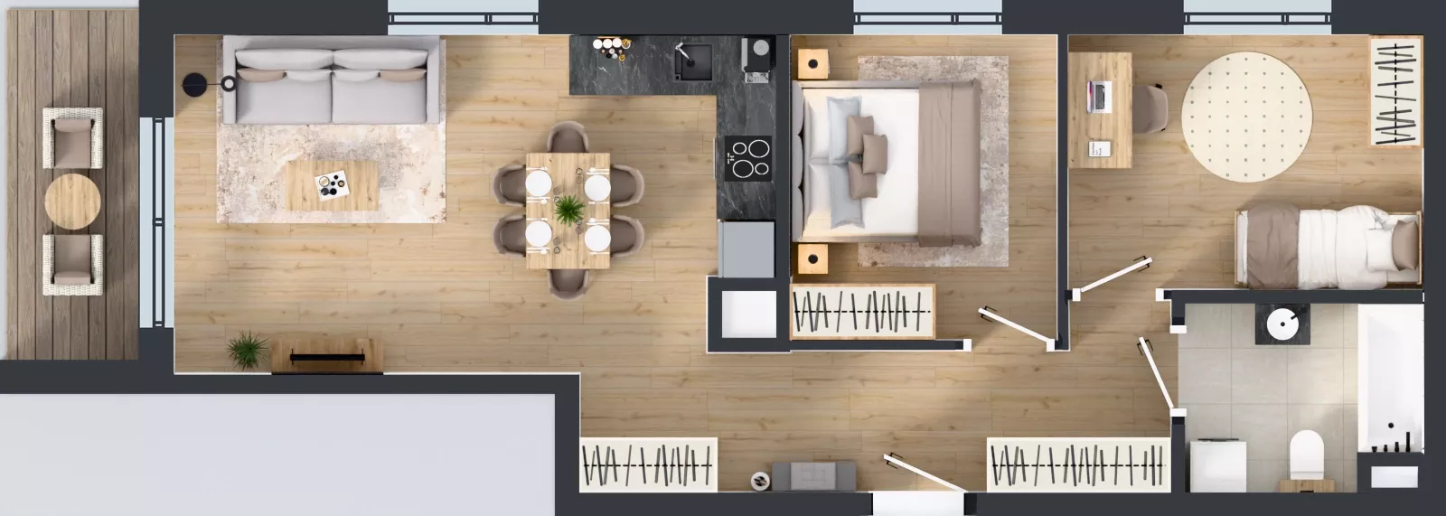 3 pokoje, mieszkanie 57,58 m², piętro 4, oferta nr C/48, Przystań Brzeźno - etap II, Gdańsk, Brzeźno, ul. Uczniowska