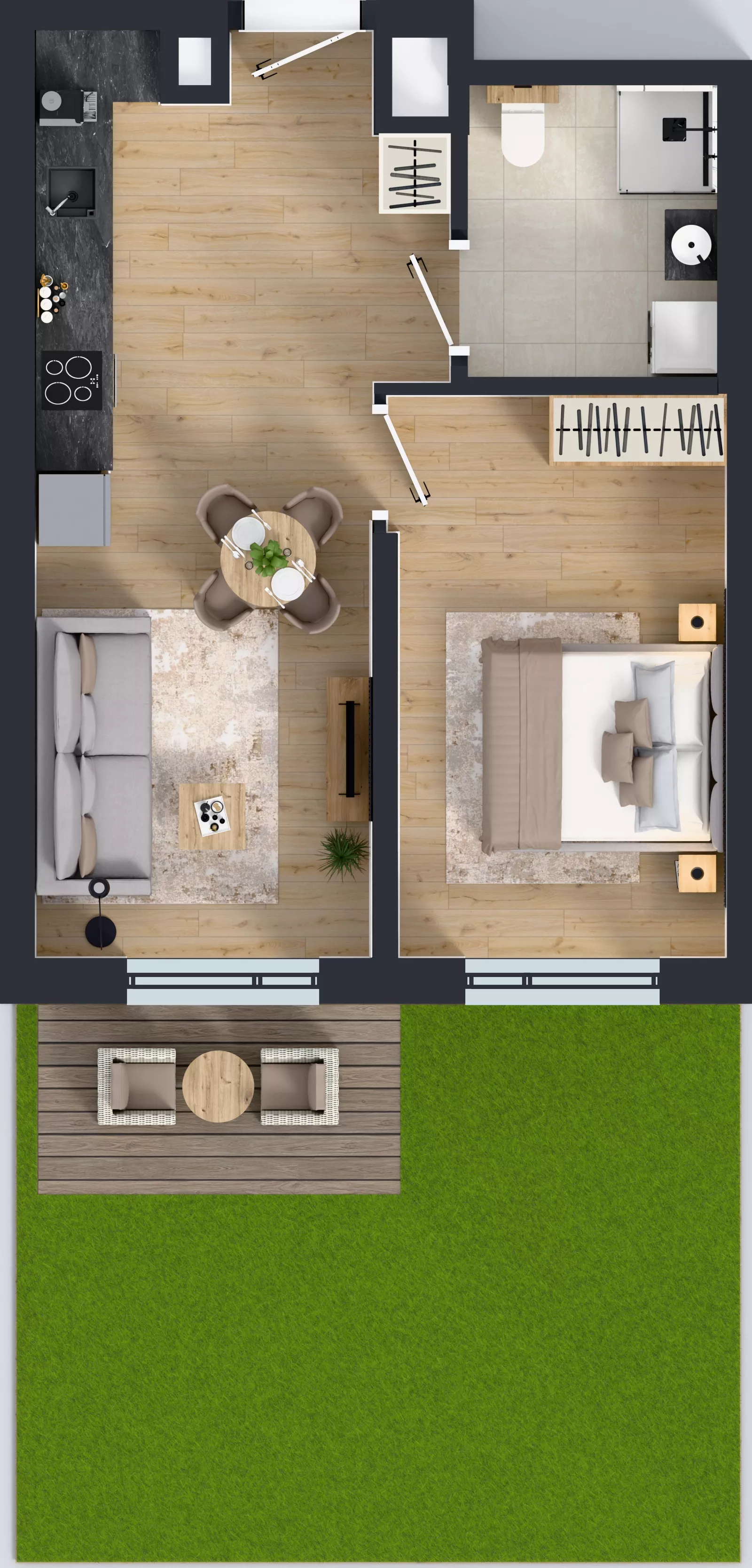 2 pokoje, mieszkanie 41,01 m², parter, oferta nr D/4, Przystań Brzeźno - etap II, Gdańsk, Brzeźno, ul. Uczniowska